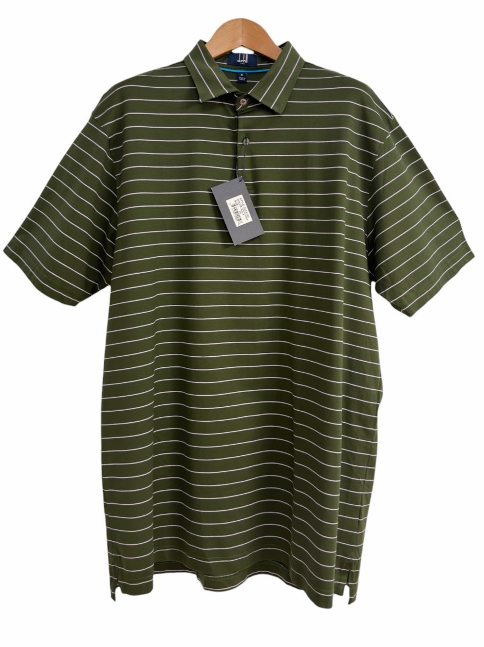 Dunhill Olive Green Striped Performance Polo Shirt XL NWT Bird Logo Golf